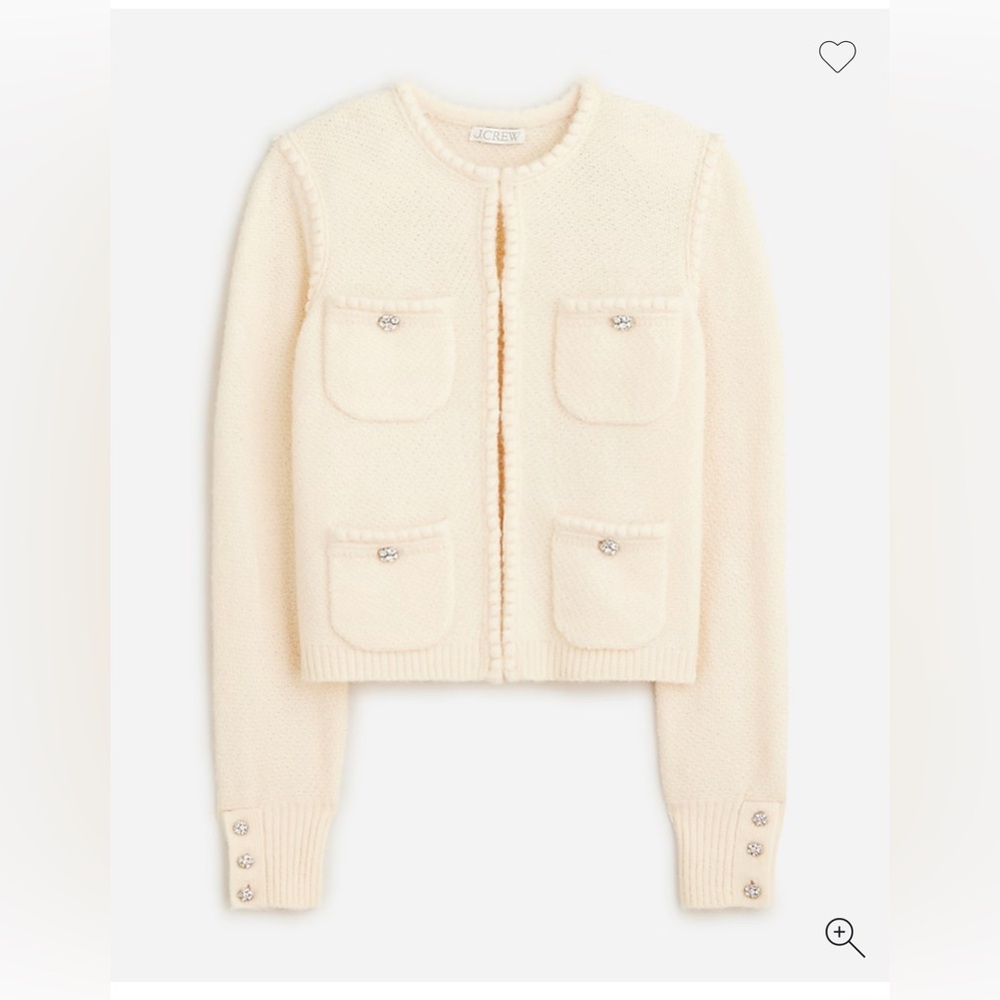 J. Crew Odette sweater lady jacket with jewel buttons, Size M EUC